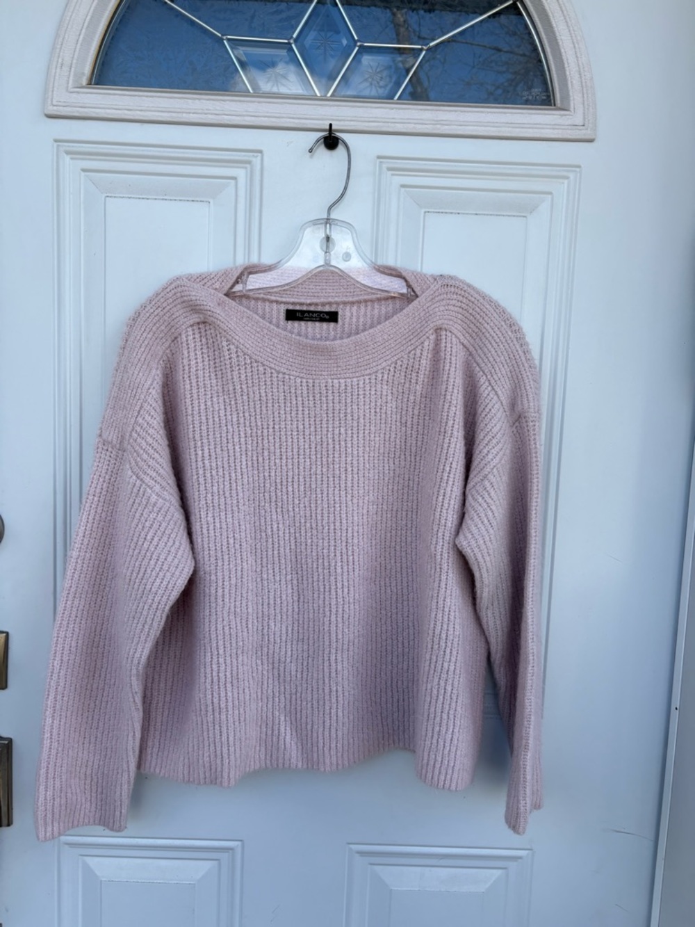 ILANCO Pale Blush Ribbed Crewneck Sweater - Relaxed Fit